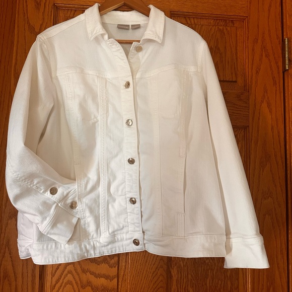 Chico’s Sz 3 White Denim Jacket - Picture 6 of 6